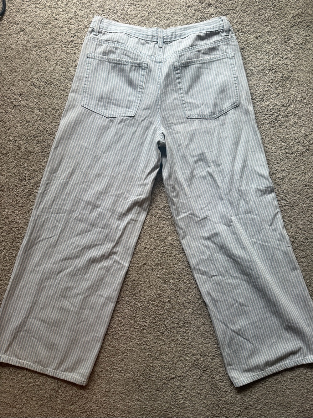 High-Rise Wide-Leg Pinstripe Pants - Light Blue - Picture 6 of 7